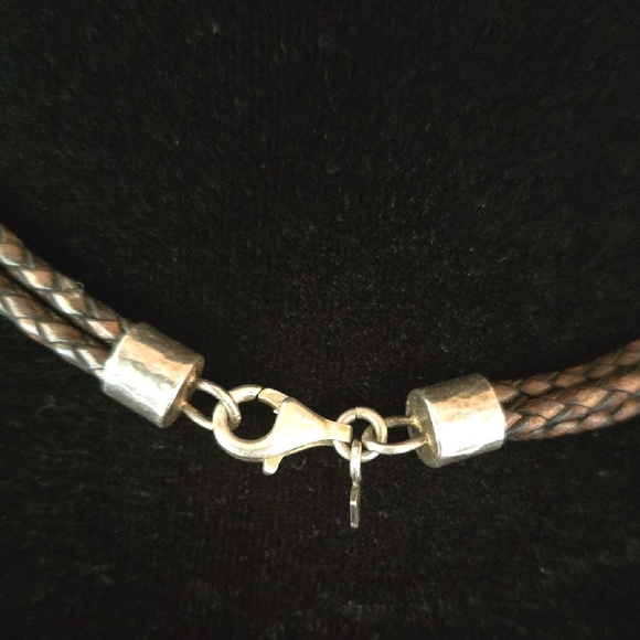Silpada Brown Braided Necklace with Silver Pendant 16 Inch - Picture 2 of 3